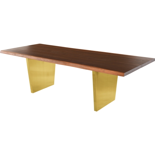 Aiden 78" Dining Table in Seared Oak on Brushed Gold Stainless